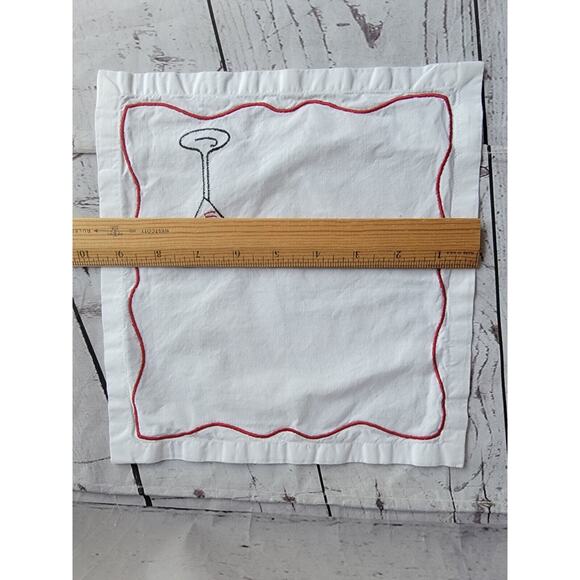 Pier 1 Cocktail Martini Napkins Set 4 Embroidered White Cotton - Picture 7 of 10